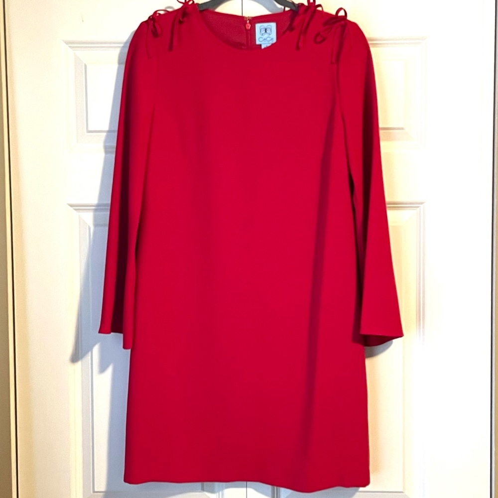 New CeCe Long Sleeves Women's Mini Dress Casual Party Office Red Size 4 ⚡️ - Picture 2 of 13